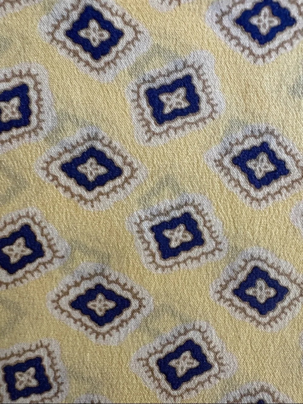 Vintage Polo Ralph Lauren Silk Printed Scarf in Yellow and Navy